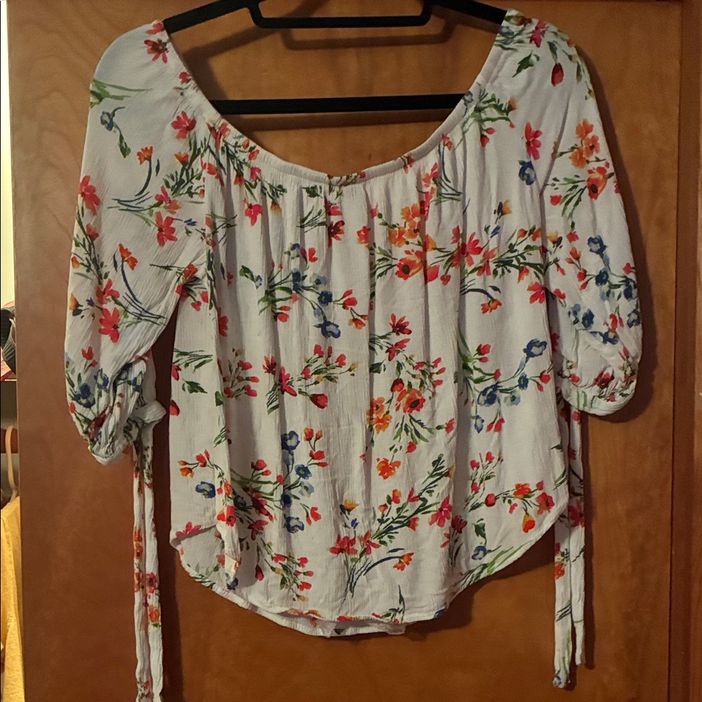 Ambiance Floral Blouse - White with Multicolor Design